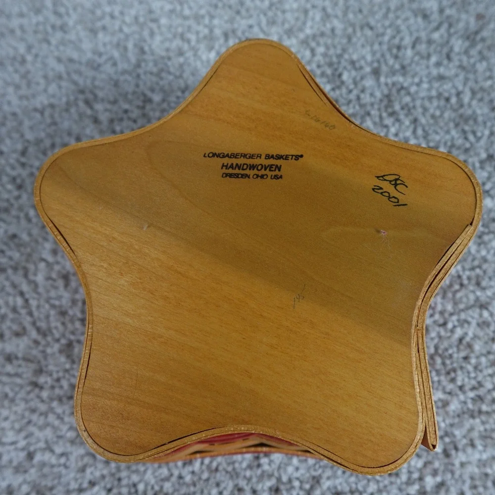 Longaberger 2001 Little Star Basket Red Accent Handwoven Wood Collectible‎ Ohio